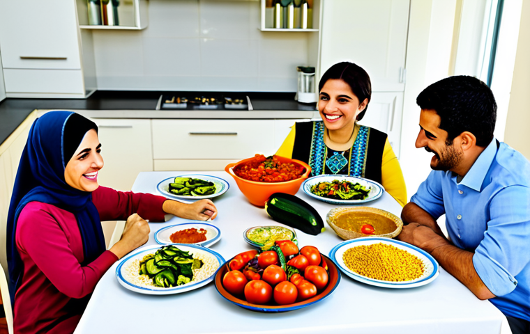 고단백 저지방 식단의 다양한 조리 방법 - Healthy Family Meal**

"A warm and inviting scene of a family gathered around a table enjoying a vib...