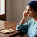 고단백 저지방 식단을 위한 자가 진단법 - **Prompt:** A young Arab woman in her late 20s, dressed in a modest yet modern dress and a light hea...